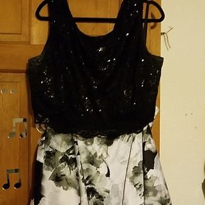 2 piece black & white short formal